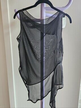 NWT - Paloma Wool SATO Silk Top in Sheer Black - Size XS